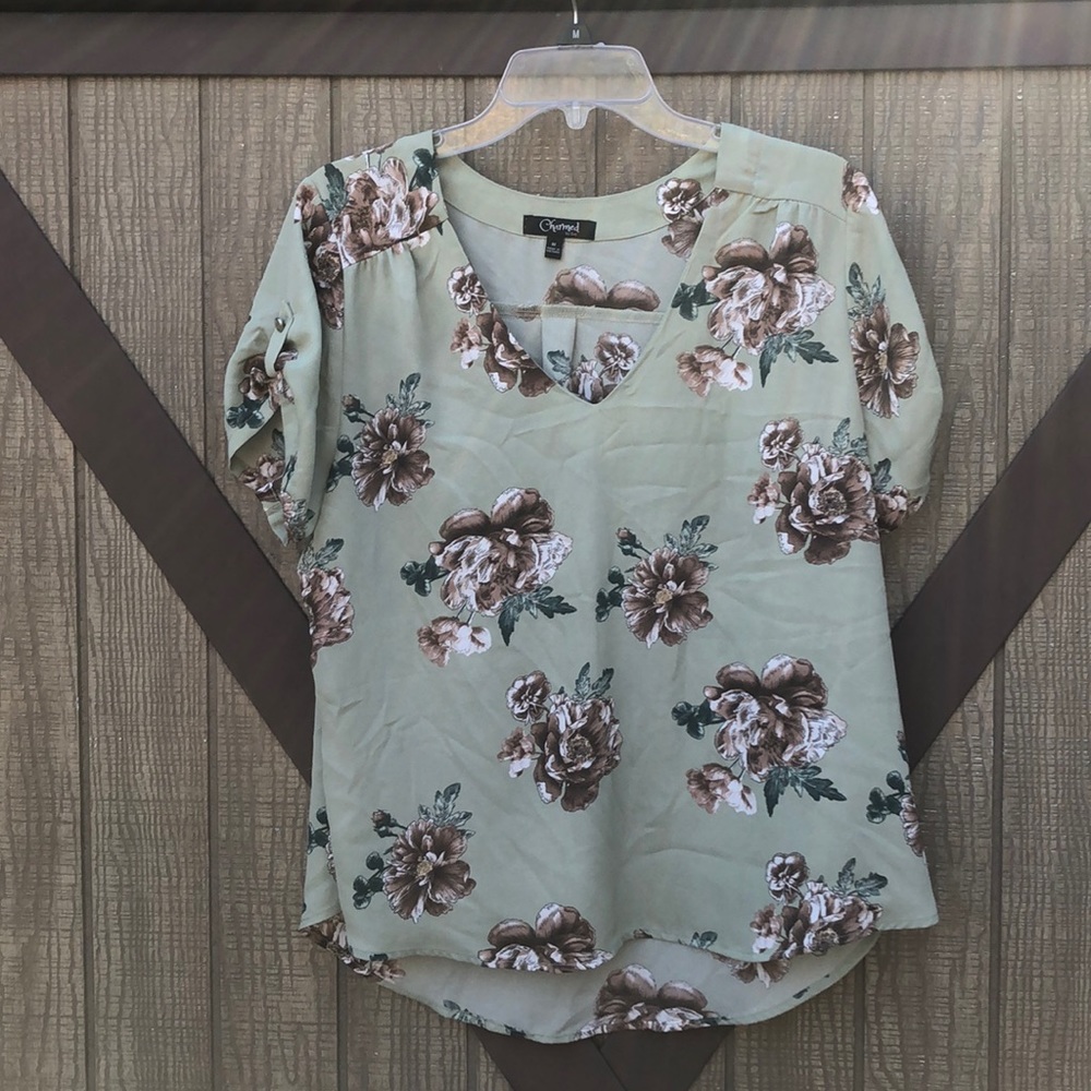 Olive Floral Top